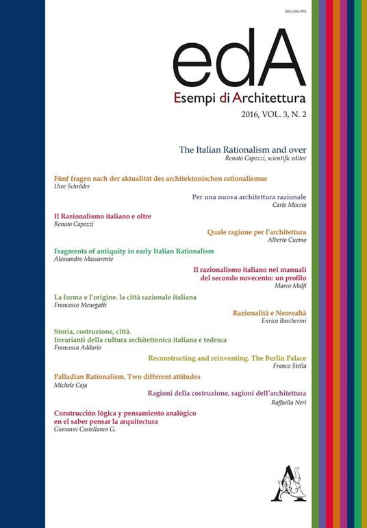 Esempi di architettura. International journal of architecture and engineering (2016). Vol. 3 - copertina