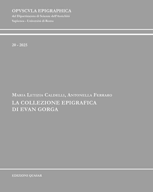 La collezione epigrafica di Evan Gorga - copertina