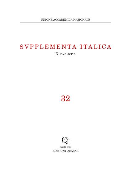 Supplementa Italica. Nuova serie (2026). Vol. 32 - copertina