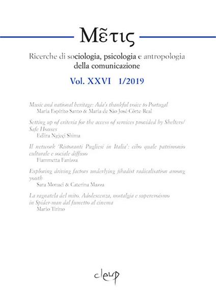 Metis. Ricerche di sociologia, psicologia e antropologia della comunicazione (2019). Ediz. multilingue. Vol. 1 - copertina