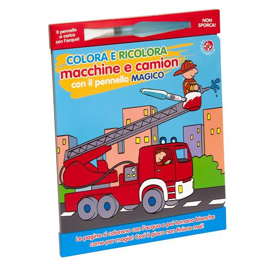 Colora e ricolora macchine e camion con il pennarello magico. Ediz. a colori. Con pennarello - Agnese Gomboli - copertina