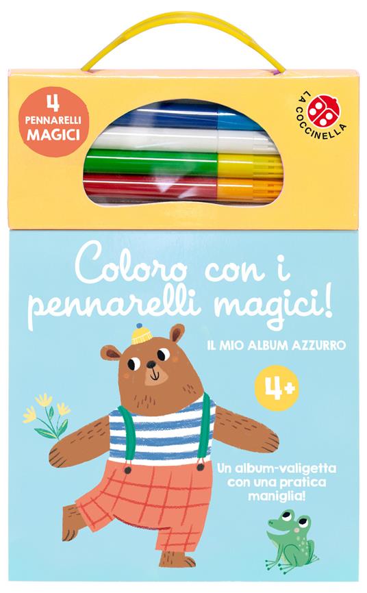 Coloro con i pennarelli magici 4+. Il mio album azzurro. Ediz. illustrata. Con pennarelli - copertina