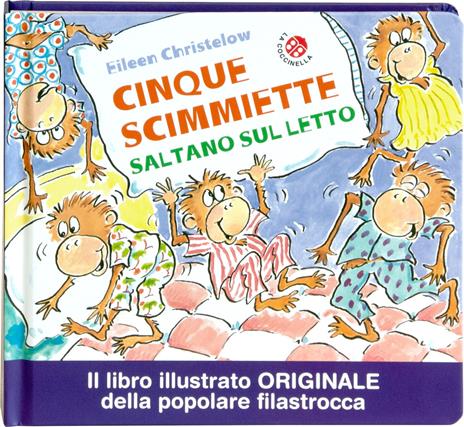 Cinque scimmiette saltano sul letto. Ediz. illustrata - copertina