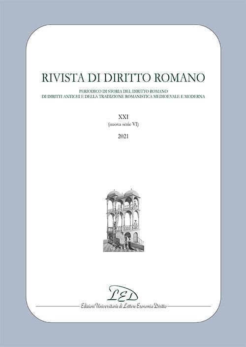 Rivista di diritto romano. Nuova Serie (2021). Vol. 21 - copertina