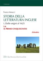 Storia della Letteratura Inglese. I.4. Il primo Cinquecento