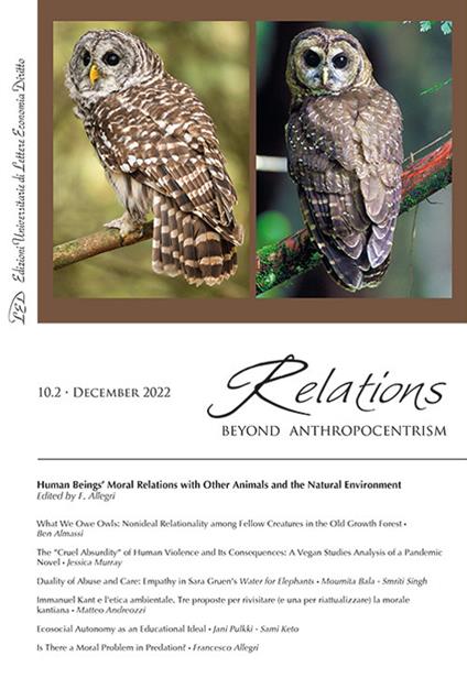 Relations. Beyond anthropocentrism (2022). Vol. 10/2: Human beings’ moral relations with other animals and the natural environment - copertina