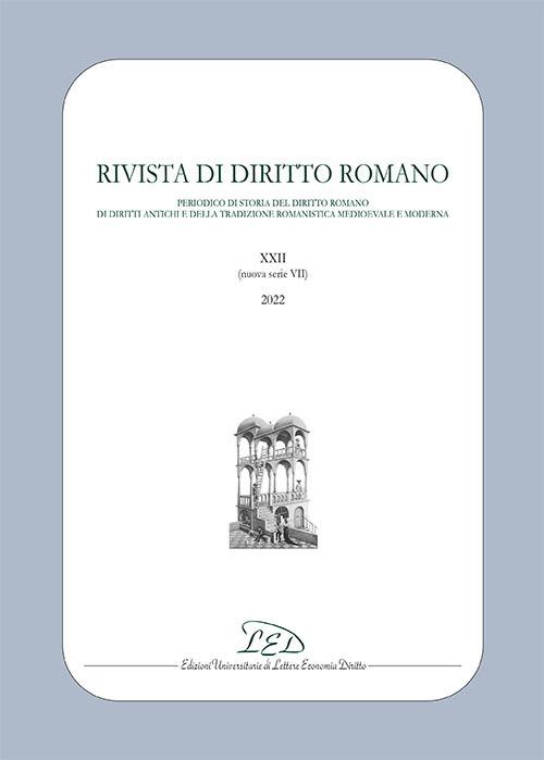 Rivista di diritto romano. Nuova Serie (2022). Vol. 22 - copertina