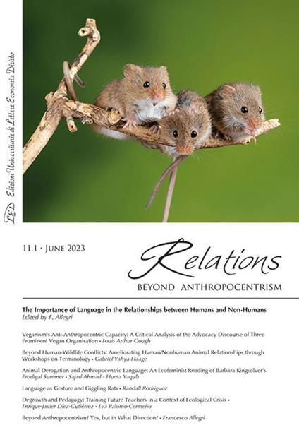 Relations. Beyond Anthropocentrism (2023). Vol. 11: The Importance of Language in the Relationships between Humans and Non-Humans - copertina