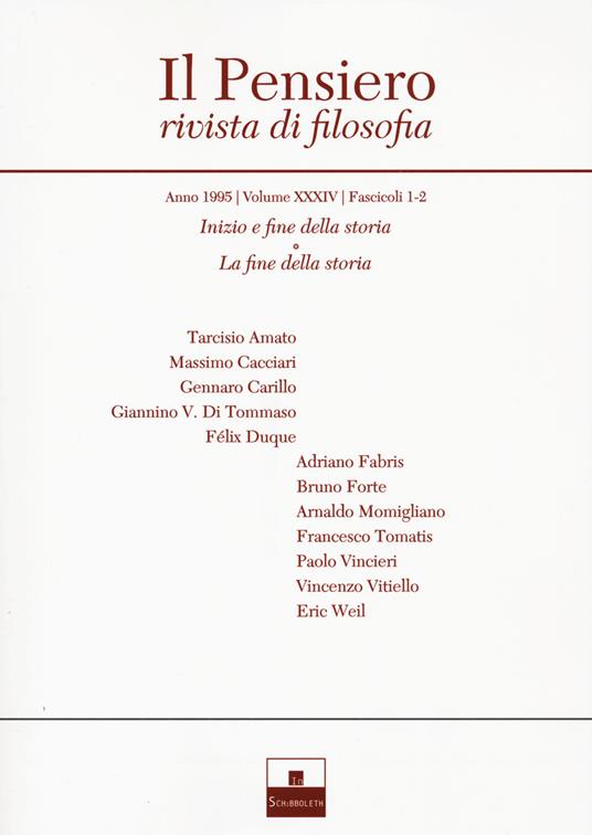 Il pensiero. Rivista di filosofia (1995). Vol. 34: Inizio e fine della storia-La fine della storia - copertina