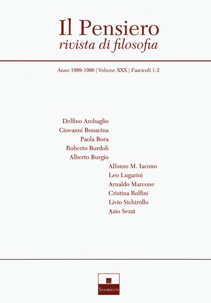 Il pensiero. Rivista di filosofia (1989-1990) - copertina