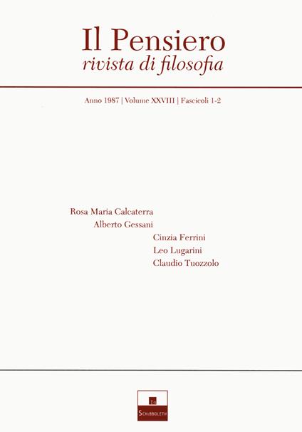 Il pensiero. Rivista di filosofia (1987) - copertina