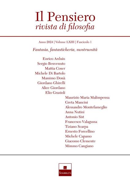 Il pensiero. Rivista di filosofia (2024). Vol. 1: Fantasia, fantasticheria, mostruosità - copertina