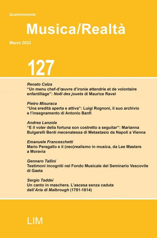 Musica/realtà (2022). Vol. 127 - copertina