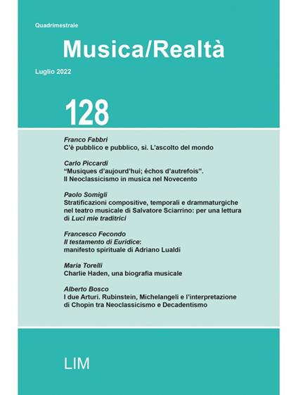 Musica/realtà (2022). Vol. 128 - copertina