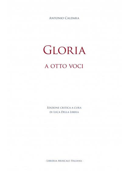 Gloria. A otto voci. Ediz. bilingue - Antonio Caldara - copertina