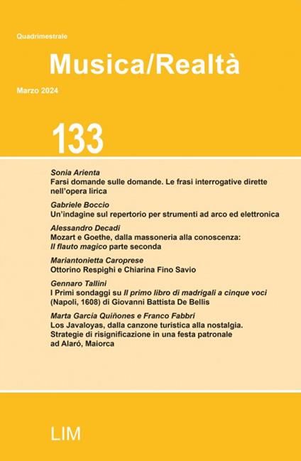 Musica/realtà (2024). Vol. 133: Marzo - copertina