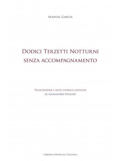 Dodici terzetti notturni senza accompagnamento - Manuel Garcia - copertina
