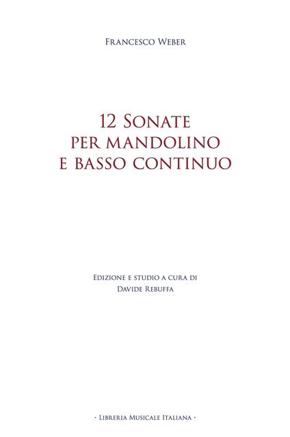 12 sonate per mandolino e basso continuo - Francesco Weber - copertina