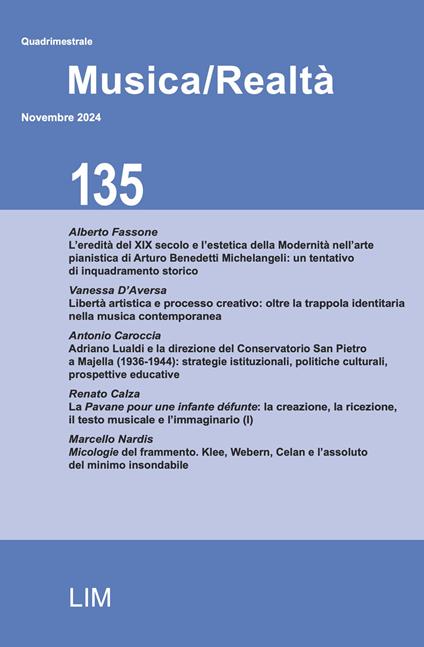 Musica/realtà (2024). Vol. 135 - copertina
