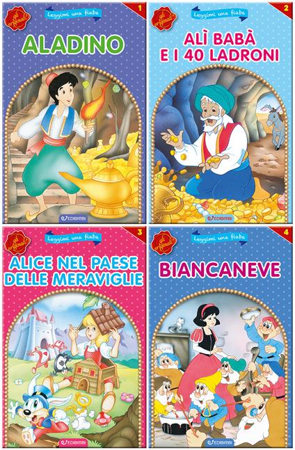 Aladino-Alì Babà e i 40 ladroni-Alice nel paese delle meraviglie-Biancaneve. Leggimi una fiaba. Ediz. illustrata - copertina