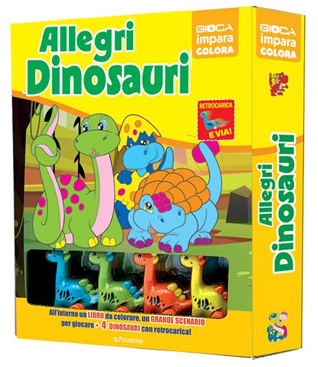 Allegri dinosauri. Ediz. a colori. Con 4 dinosauri. Con scenario - copertina