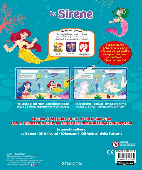 Le sirene. Acquacolor. Ediz. illustrata. Con pennello ad acqua - 4