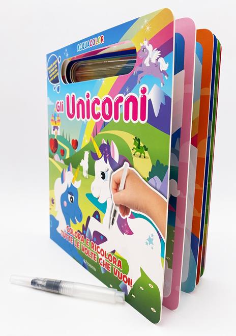 Gli unicorni. Acquacolor. Ediz. illustrata. Con pennello ad acqua - copertina