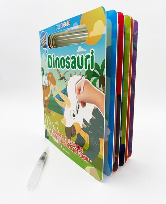 I dinosauri. Acquacolor. Ediz. illustrata. Con pennello ad acqua - copertina