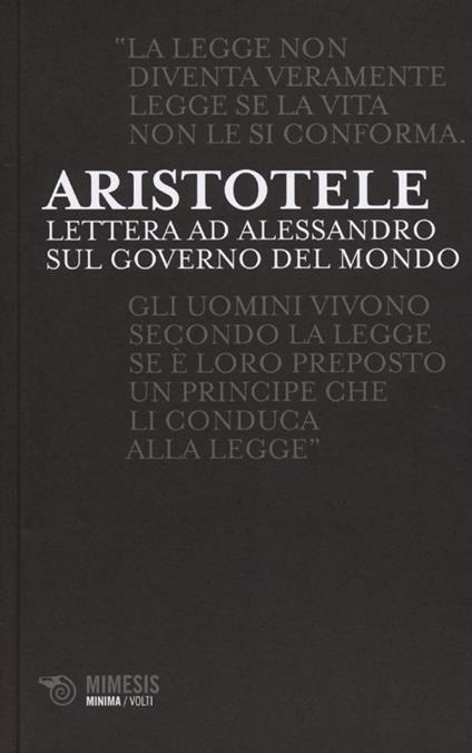 Lettere ad Alessandro sul governo del mondo - Aristotele - copertina