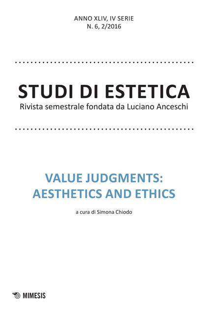 Studi di estetica (2016). Vol. 2: Value judments: aesthetics and ethics. - copertina