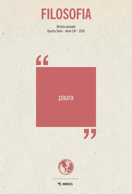Filosofia. Paura (2016) - copertina