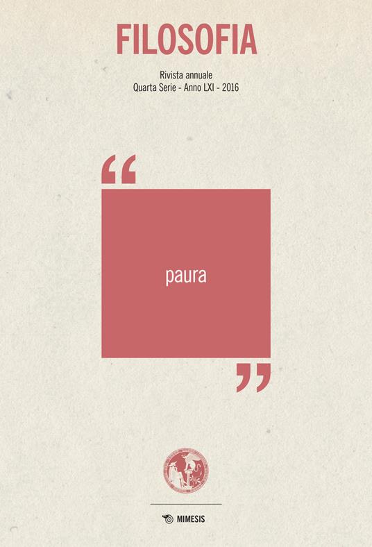 Filosofia. Paura (2016) - copertina