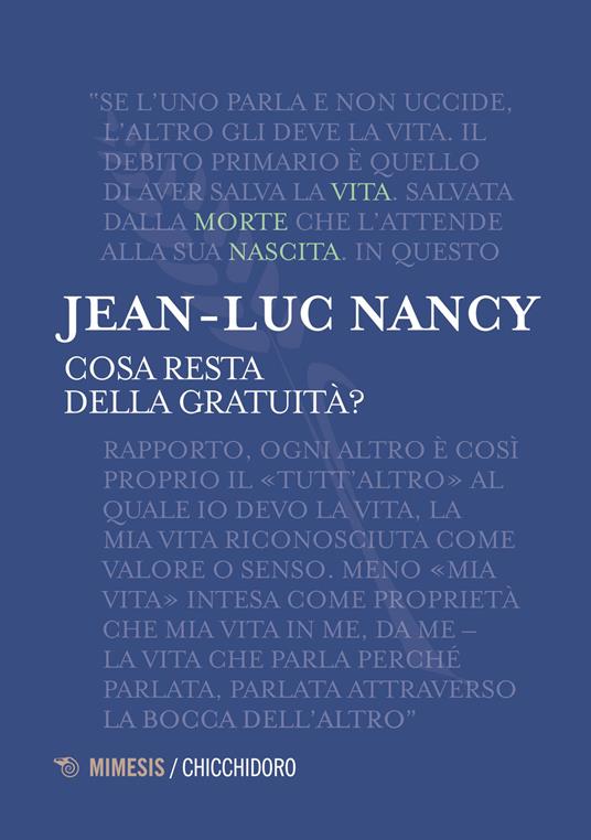 Cosa resta della gratuità? - Jean-Luc Nancy - copertina