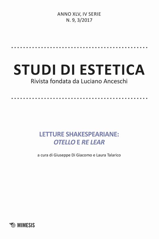 Studi di estetica (2017). Vol. 3: Letture shakespeariane: Otello e Re Lear - copertina