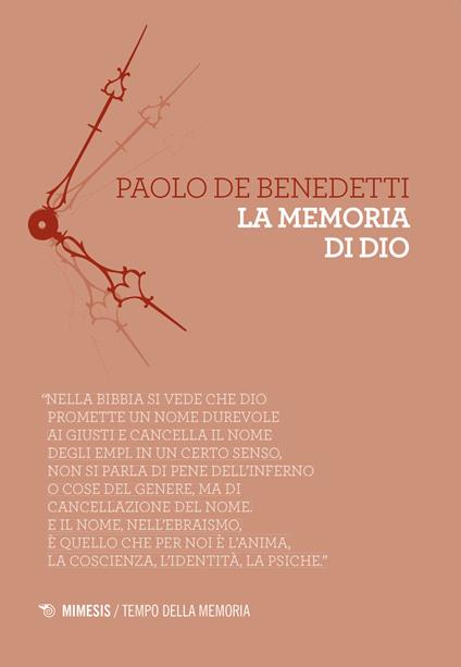 La memoria di Dio - Paolo De Benedetti - copertina