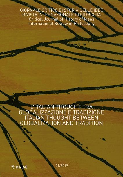 Giornale critico di storia delle idee (2019). Vol. 1: Italian Thought fra globalizzazione e tradizione, L'. - copertina