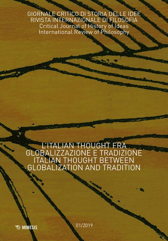 Giornale critico di storia delle idee (2019). Vol. 1: Italian Thought fra globalizzazione e tradizione, L'. - copertina
