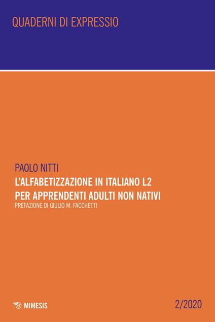 L'alfabetizzazione in italiano L2 per apprendenti adulti non nativi - Paolo Nitti - copertina