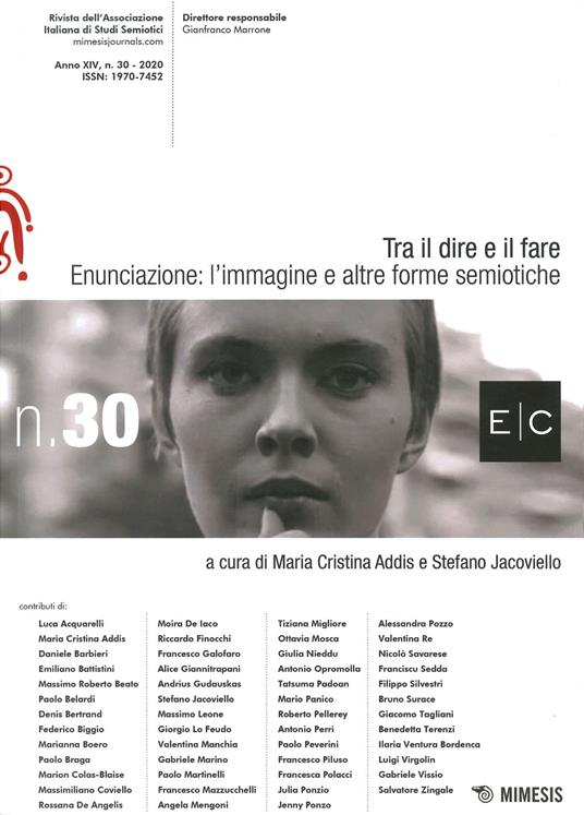 Tra il dire e il fare (2020). Vol. 30: Enunciazione: l'immagine e altre forme semiotiche. - copertina