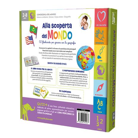 Alla scoperta del mondo. 52 flashcards per giocare con la geografia. Ispirato agli studi di Glenn Doman. Ediz. a colori. Con 52 flashcards. Con libro-guida per adulti. Con mappamondo gonfiabile - Barbara Franco - 5