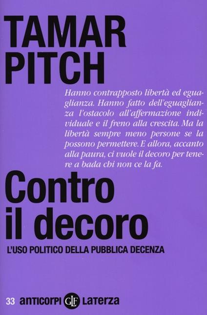 Contro il decoro. L'uso politico della pubblica decenza - Tamar Pitch - copertina