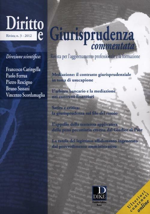 Diritto e giurisprudenza commentata (2012). Vol. 3 - copertina