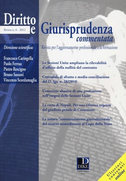 Diritto e giurisprudenza commentata (2012). Vol. 6 - copertina