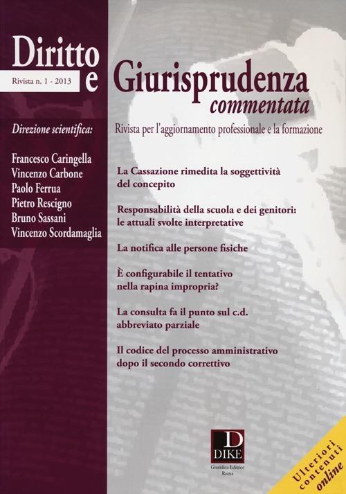 Diritto e giurisprudenza commentata (2013). Vol. 1 - copertina