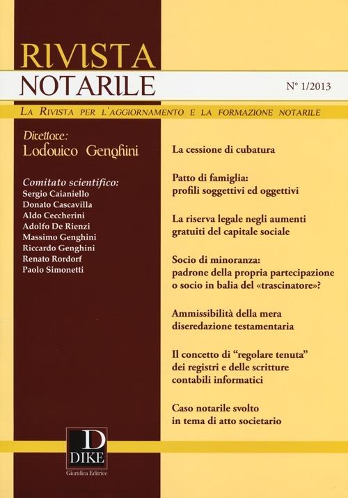 Rivista notarile (2013). Vol. 1 - copertina