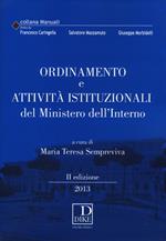 Ordinamento e attività istituzionali del Ministero dell'interno