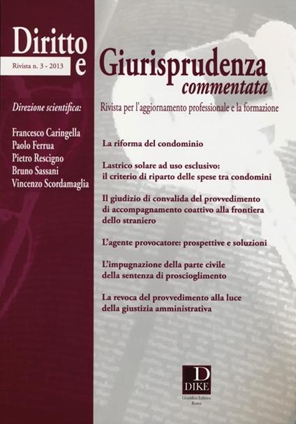 Diritto e giurisprudenza commentata (2013). Vol. 3 - copertina