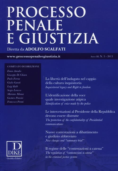 Processo penale e giustizia (2013). Vol. 3 - copertina