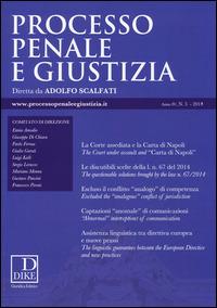 Processo penale e giustizia (2014). Vol. 5 - copertina