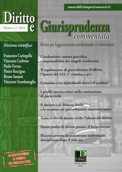 Diritto e giurisprudenza commentata (2015). Vol. 3 - copertina